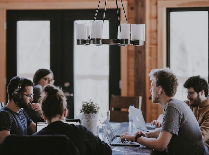 International business professionals in discussion