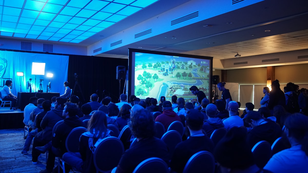 Professional interpreters working a corporate event