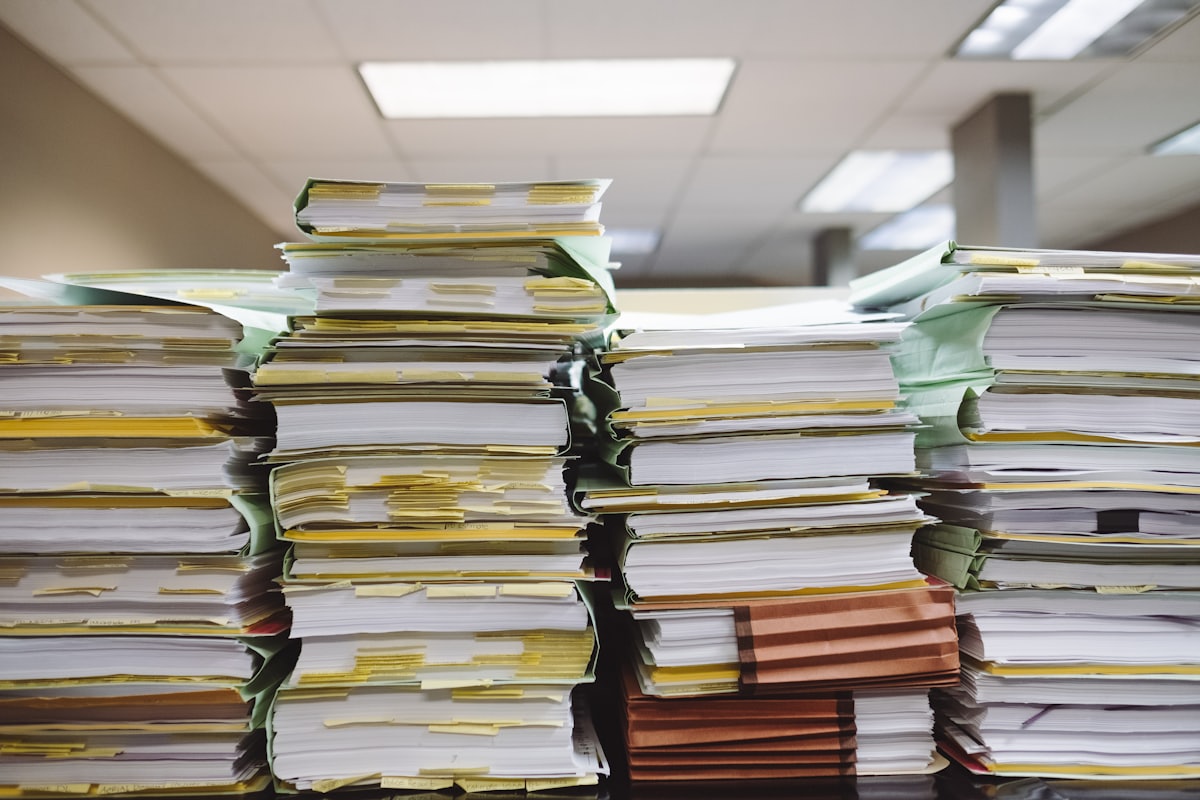 Medical examination paperwork being reviewed