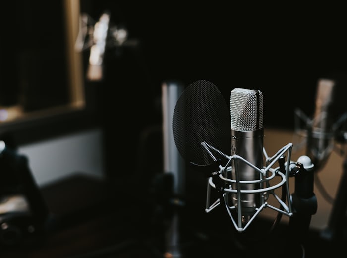 Podcast microphone representing audio content