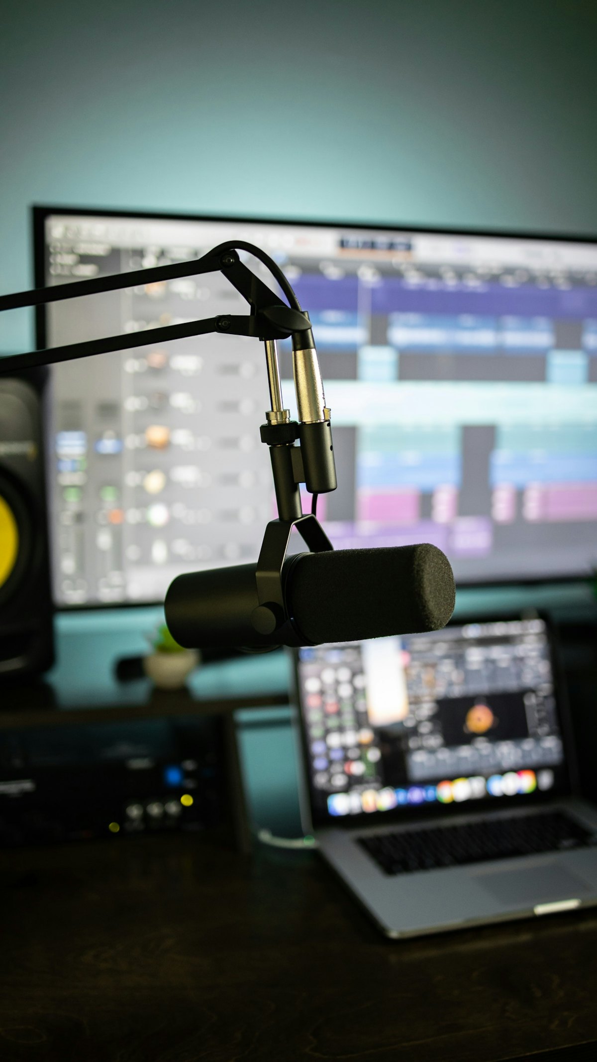 Microphone recording an interview for professional transcription