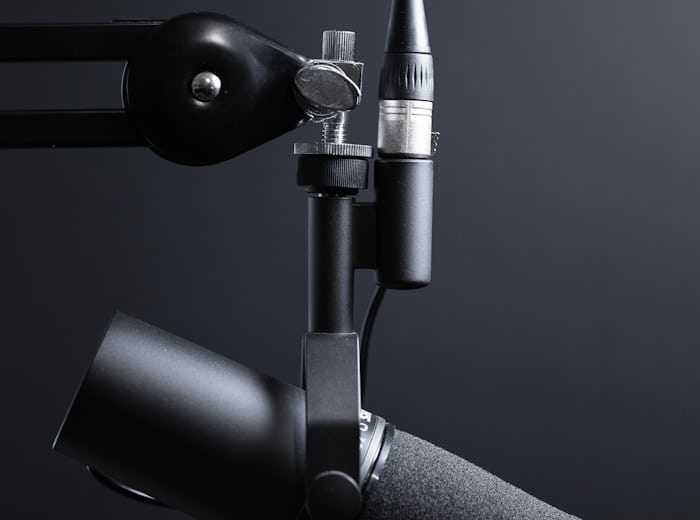 Microphone in a professional recording setup